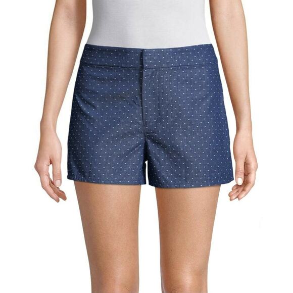 PARKER chambray pin dot polka dot cotton blue shorts Size Large NEW - Picture 2 of 7